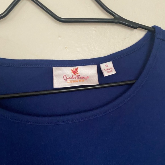 Quacker Factory Blue Short Sleeve T Shirt Women’s Size XL Tee Cotton Blend - Picture 3 of 8